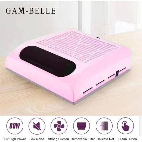 GAM-BELLE 80W Nail Dust Collector Fan Vacuum Cleaner Manicure Machine Tools With Filter Strong Power Vacuum Cleaner Nail Tool