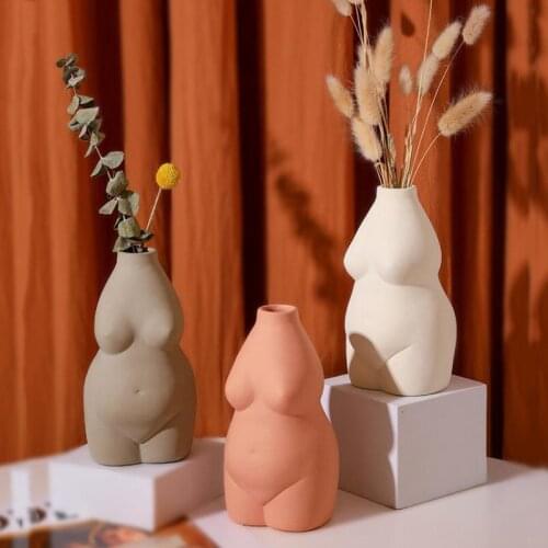 Nordic Ceramic Vase Decoration Flower Pot Human Body Statue Model Flower Arrangement Home Desktop Decoration Ornaments Crafts