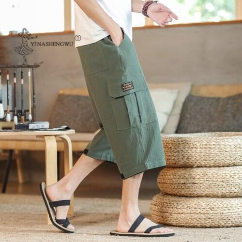 New Summer Kimono Japanese Retro Plus-sized Harem Printed Pants Chinese Shorts Japan Male Harajuku Yukata Trousers Asian Costume