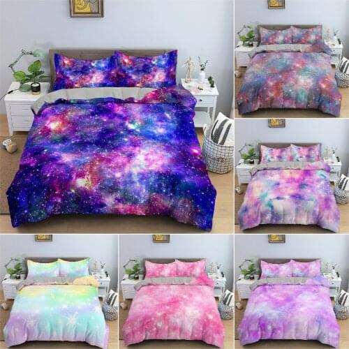 3D Galaxy Bedding Set Starry Sky Duvet Cover Set Luxury Soft Quilt Cover Pillowcase Single Twin Double King Bedclothes 2/3Pcs
