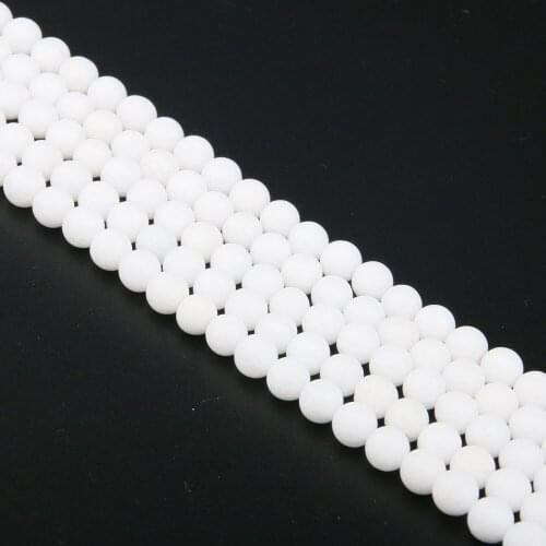 Round Natural Stone Beads White Jades for Jewelry Making Beadwork DIY Bracelet Necklace 4/6/8/10/12mm