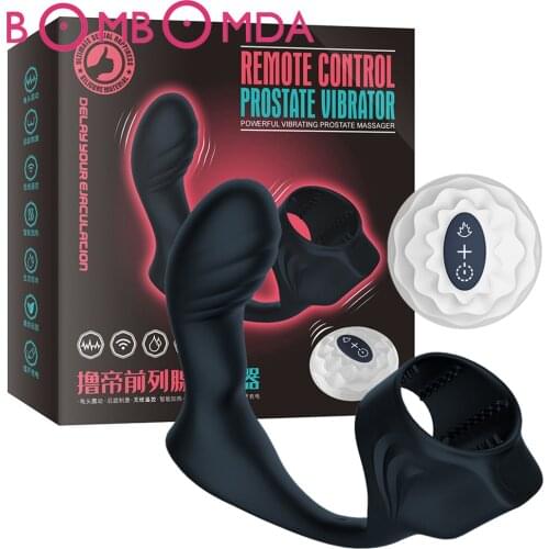 Prostate Massage Remote Vibrator For Men Anal Plug Silicone Prostate Stimulator Butt Plug Delay Ejaculation Ring Gay Sex Toys