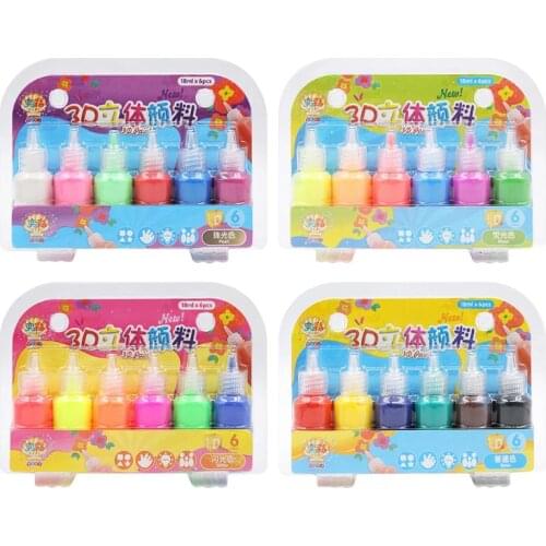 6 Colors Kids 3D Acrylic Paint Pigment Set for Children Graffiti DIY Painting