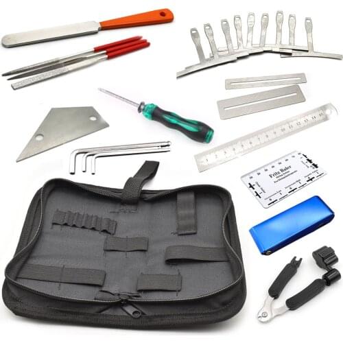 Guitar Maintenance Repair Tool Kit Tools String Organizer String Action Ruler Gauge Measuring Tool Hex Wrench Set Files Fin
