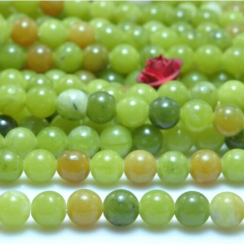 Natural Green Jade Smooth Round Loose Beads Wholesale Gemstone Semi Precious Stone Bracelet Necklace Diy Jewelry Making Design