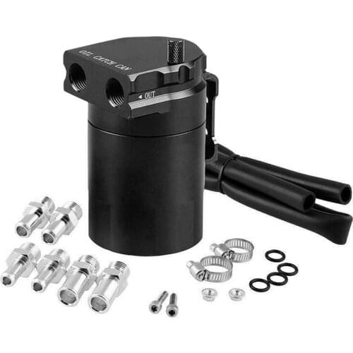 New Universal Aluminum Oil Catch Can Kit Reservoir Tank Engine Black Polish Baffled