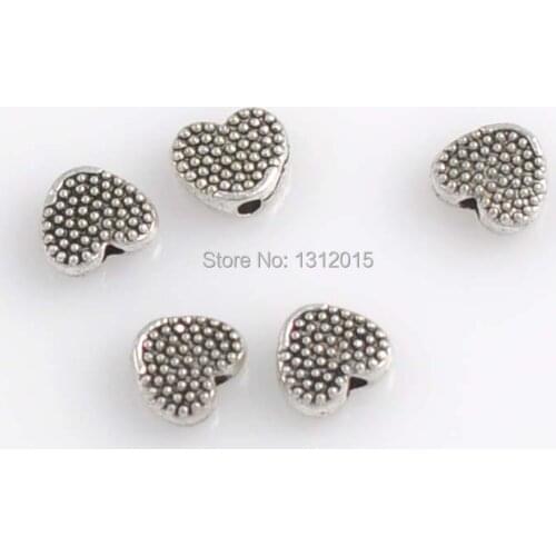 Wholesale Beads!Hot sell Antique Silver Alloy Spacer Beads Love Jewelry accessories 7.5x6.5mm,100Pcs,YTC0149