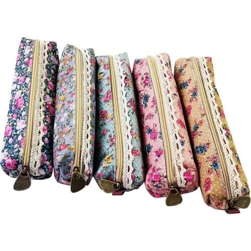 20 Pcs/lot Retro Flower Floral Lace Pencil Case Pencil Bag School Supplies Pencil Pouch Stationery Wholesale Free Shipping