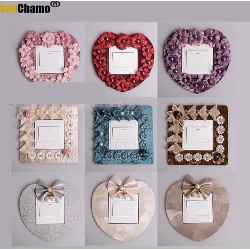 Switch Wall Stickers Cloth European Switch Sets Socket Decorative Protective Cover Living Room Bedroom Wedding Decoration