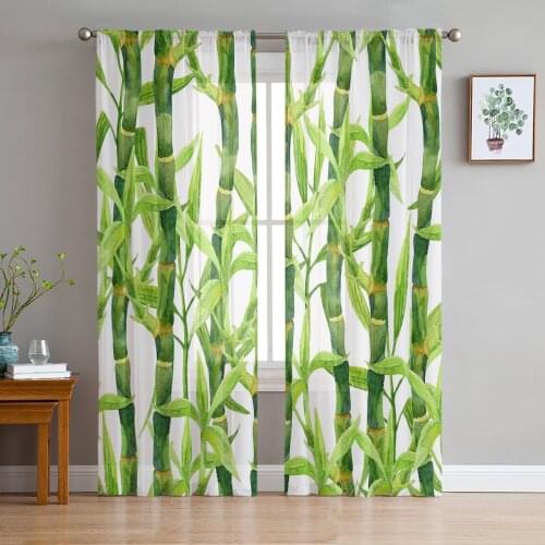 Sheer Curtains For Living Room Bamboo Bamboo Forest Fresh Childrens Bedroom Balcony Large Curtains Kitchen Dining Room Curtains