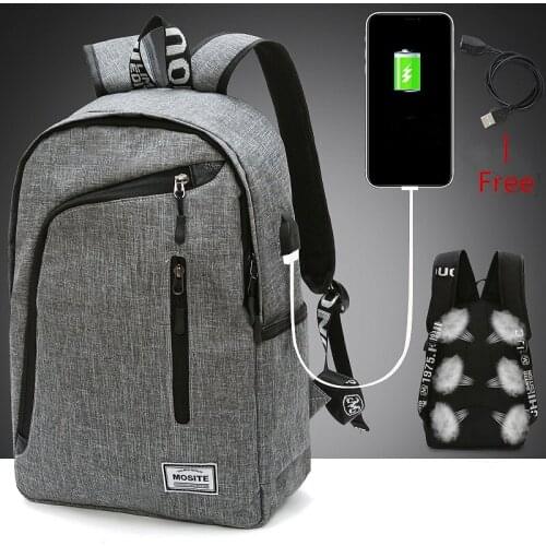 Fashion man laptop backpack usb charging computer backpacks casual style bags large male business travel bag backpack