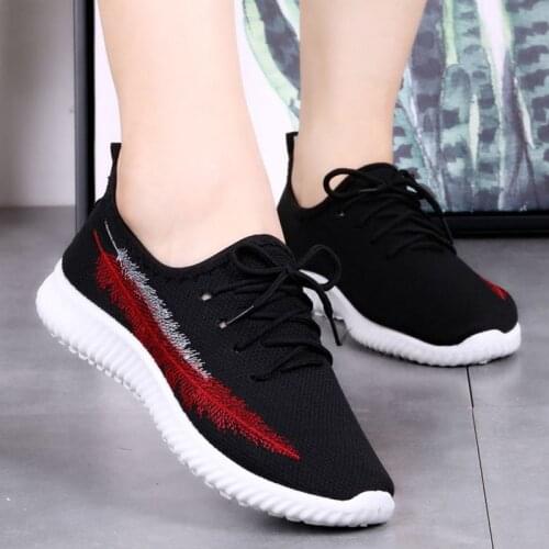 Mesh Lace-up Non-slip Sneakers Printed Casual Shoes Wear-resistant Breathable Vulcanized Shoes Women 2021