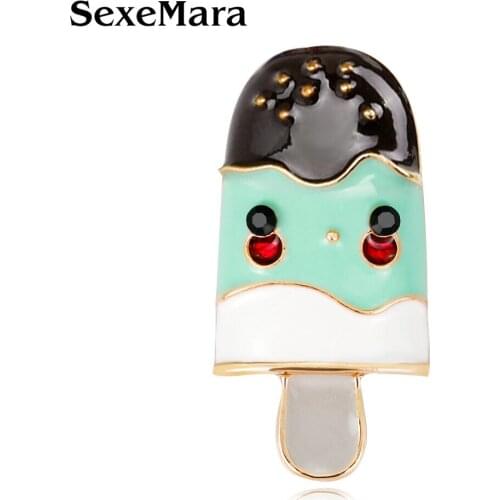 SexeMara Cartoon Icecream Brooches for Girls Kids Cute Brooch Pin Fashion Dress Coat Accessories Jewelry Wholesale