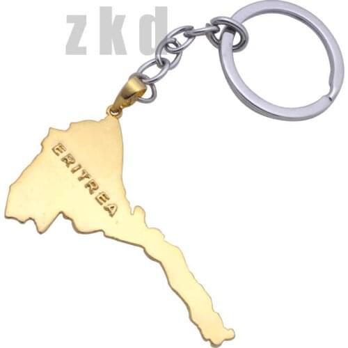 Zkd Ethiopian eritrea map key chain key ring country map jewelry