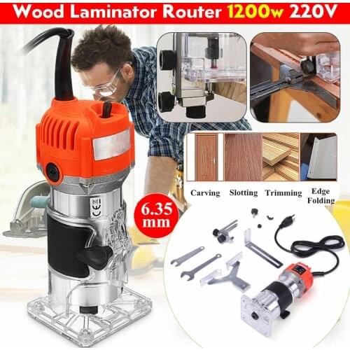 Drillpro 110V/220V Electric Trimmer 1280W 35000Rpm Wood Laminate Palm Router Electric Hand Trimmer Edge Joiners Woodworking Tool