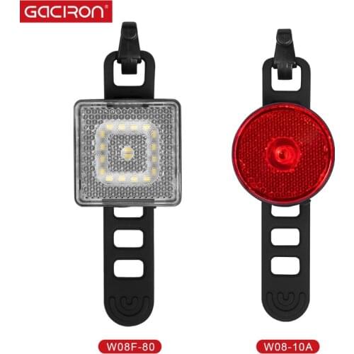 GACIRON Bicycle Headlight + Tailight Sets Professional Smart Warning Light Waterproof USB Rechargeable Bike Light Flashlight