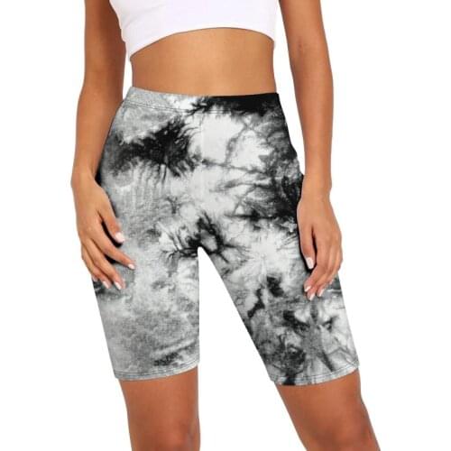 WHOUARE Women Cycling Shorts for Yoga Sport Gym Fitness Essentials High Waist Hip Lift Tie Dye Printing Women Yoga Sport Shorts