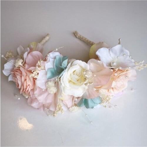 Handmade crown bride crown spring flowers baby shower dried flowers mothers crown birthday tiara newborn special design handmade ta