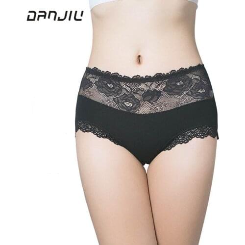 Women Cotton Sexy Hollow Lace Breathable Middle Waist Panties High Elasticity Seamless Soft Exquisite Elegant Underwear Breifs
