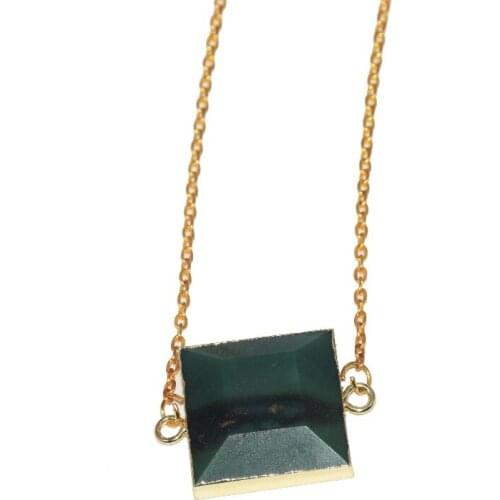 New Style Bohemian Natural Green Crystal Quartz point pendant statement necklace women Aventurine stone connector necklace 2019