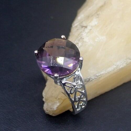 Hermosa Purple Amethyst Adorable Genuine 925 Silver Unique Band Ring Wedding Engagement Gifts for Women Size 8# 20214116