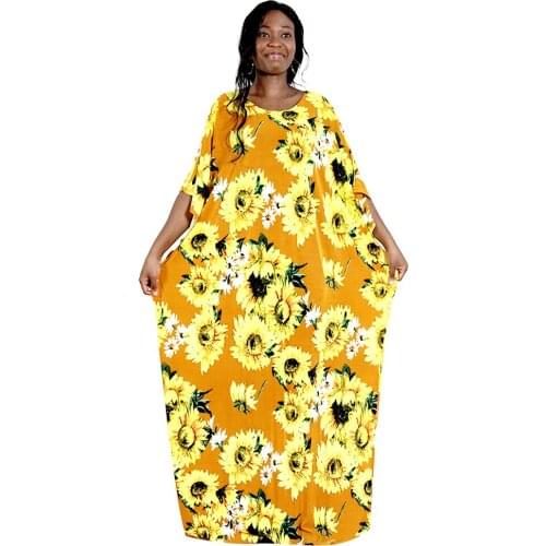 Ankara Floral Print 2020 Femme Robe Traditional African Dresses for Women Plus Size Long Dress Dashiki Bazin Clothes