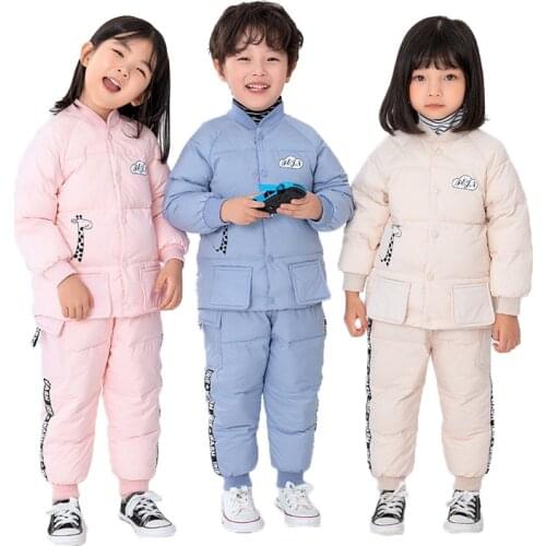 2021 Winter Boys Clothing Sets Baby Girls Warm Down Jackets Pants Clothes Sets Kids Outfits Girls Boys Snowsuit Coats Ski Suit