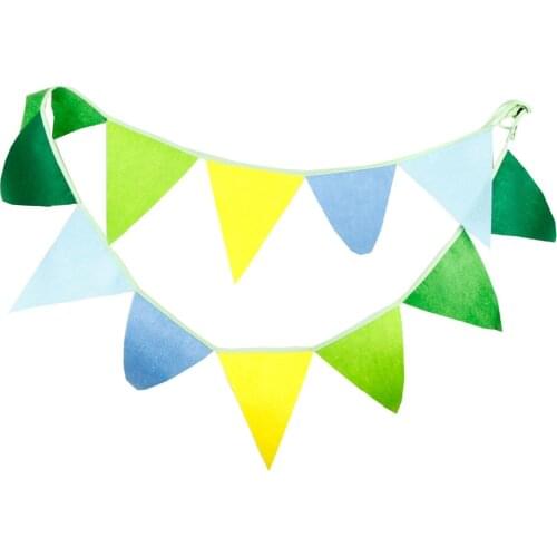 1pcs 2.8M Wedding Party Non Woven Fabric Green Yellow Pennant Children Birthday Decoration Banners Home Decor Hanging Flags