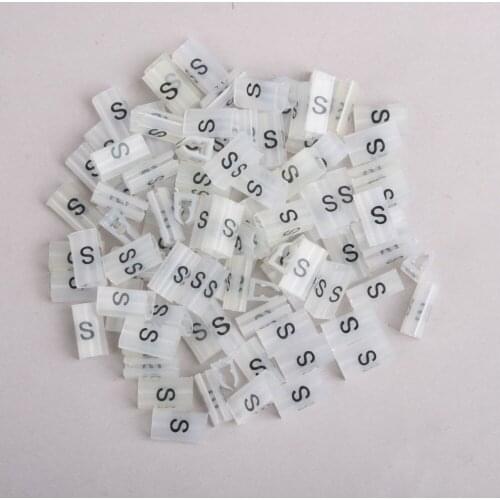 100pcs Rectangle Hanger Sizer Garment Markers "S"Plastic Size Marker Tags