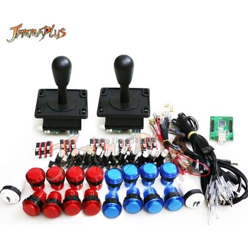 16pcs led push button 2pcs Happ style Joystick 1 & 2P Button 2players PC PS3 Raspberry Pi USB encoder Arcade DIY KIT