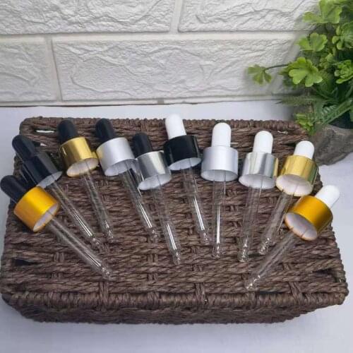 18 410 18 400 20 400 black matte silver gold smooth dropper 66mm glass pipette 18mm glass dropper aluminum dropper tip cap lids