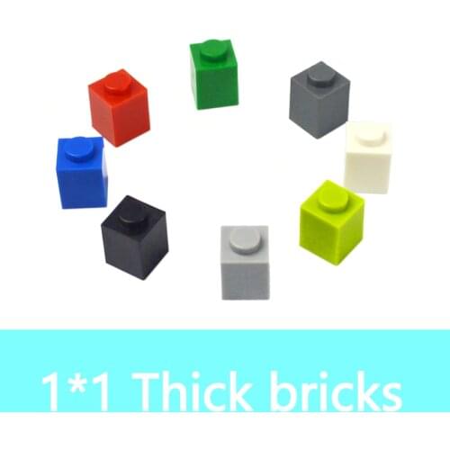 200pcs 1*1 DIY Bulk Building Blocks Compatible all brands Thick bricks multiple color Educational Creative Toys for Children