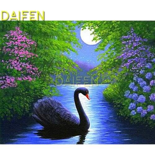 DIY 3D Diamond mosaic Full Round Diamond painting Full Square Diamond embroidery Cross stitch river moon flower black swan