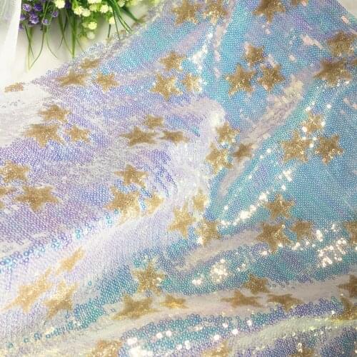 GLace 1Y/Lot Sequin Fabric stars sequins embroidered fabric for dress Wedding DIY Decoration TX834