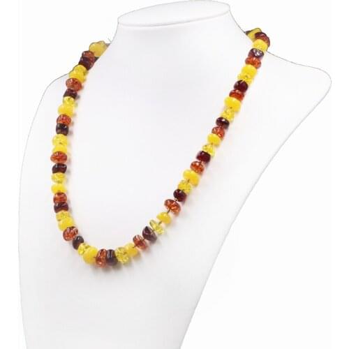 Bohemian Colorful Bead Strand Necklace Short Chain Faux Resin Ambers Necklaces for Women Children Unisex Gifts Jewelry 21" B340