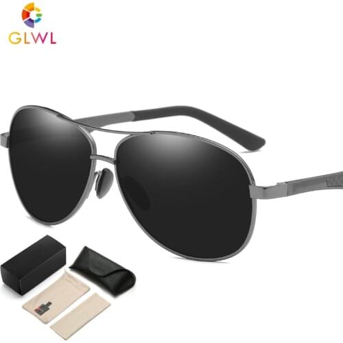 Brand Mens Glasses With Case Polarized Sunglasses Male Driver Luxury Eyeglasses UV 400 Black Lenses Vintage Pilot Shades Sports
