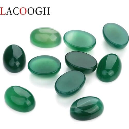 Wholesale New Fashion Bulk 10pcs/lot 13*18mm Oval Flat back Green Cabochons Beads Natural Stone Beads for DIY Jewelry Findings