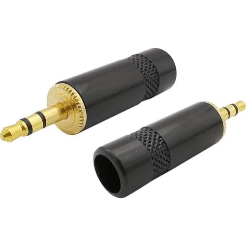 Black Audio Cable 3.5mm 3 Pole Male Plug Stereo Audio Headphone Earphone Plug Soldering Wire Connector