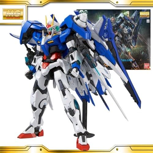 BANDAI gundam 1/100 MG 00 XN Raiser 00R model kids assembled Robot Anime action figure toys