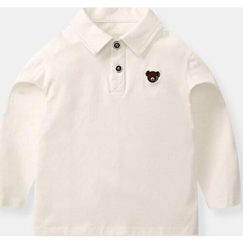 Turn Down Collar T-shirts for Boys Long Sleeve Spring Fall Kids Tops Tee Outwear Childrens Clothing Clothes Cotton