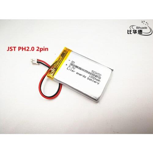 JST PH 2.0mm 2 pi Good Qulity 3.7V,1000mAH,503450 Polymer lithium ion / Li-ion battery for TOY,POWER BANK,GPS,mp3,mp4