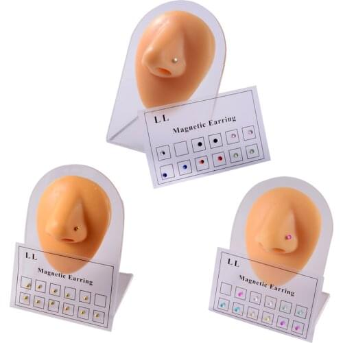3Cards Fake Cheater Nose Bone Ring Non Pierced Magnet Ear Tragus Cartilage Lip Labret Stud Nose Ring Jewelry Magnetic Earring