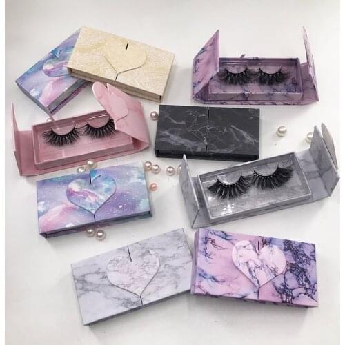 New Marble Heart Shaped False Eyelash Packaging Box Lash Boxes Packaging Custom Logo Eyelashes Magnetic Square Packaging