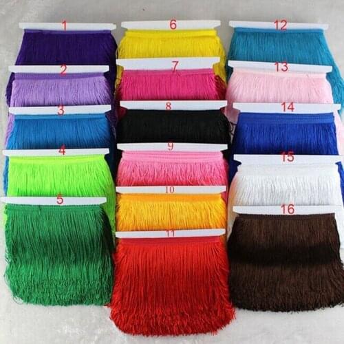 Lace Tassel DIY Accessories Stage Garment Polyester Lace Trim Ribbon 15cm width Long Fringe Sew Latin Dress 10 meters Curtain