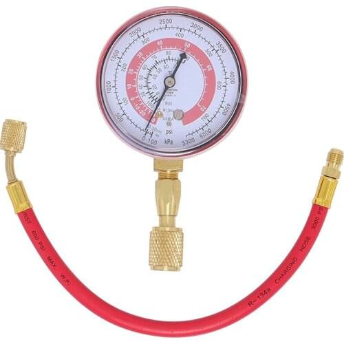 R22 Test Gauge Compatible And R410A / R404A High Pressure Gauge Red Fahrenheit 0-700 Psi And Quick Coupler And 12 Inch