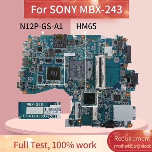 V081_MP-MB MBX-243 Laptop motherboard For SONY Vaio VPCF23J VPCF23 GT540M 1GB Notebook Mainboard 1P-0113J03-8011 N12P-GS-A1 HM65