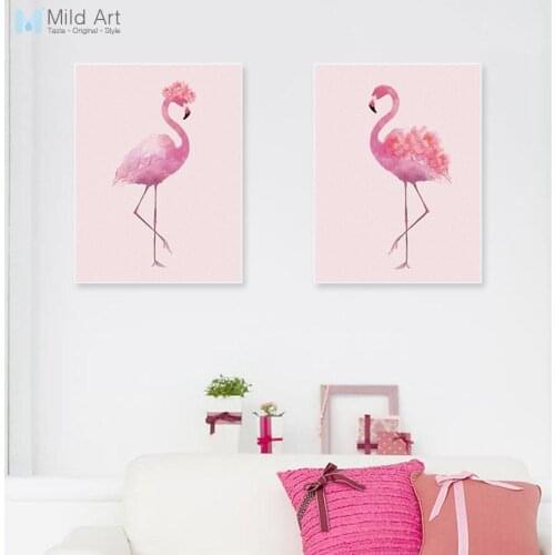 Minimalist Watercolor Pink Flower Flamingo Posters Prints Nordic Style Living Room Wall Art Pictures Home Decor Canvas Paintings