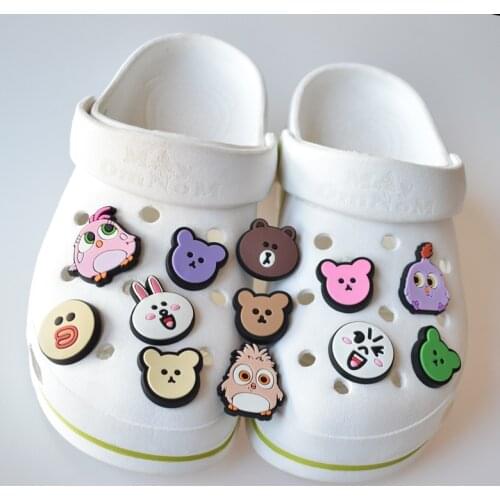 Fashion Cute Cartoon Bear Rabbit Bird Removable PVC Soft Rubber Shoe Buckle Accessories