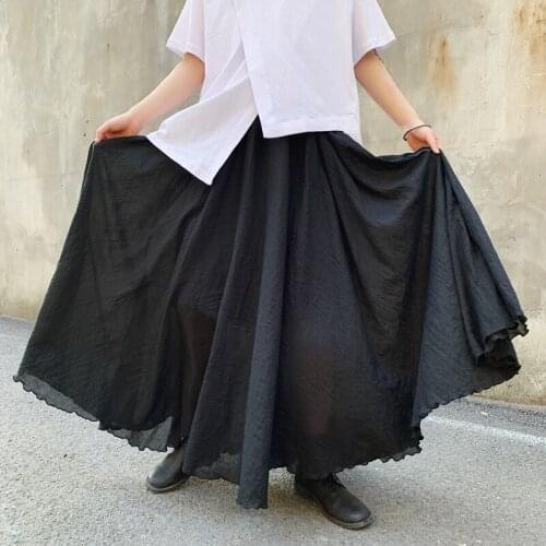 Mens trousers spring summer casual loose bell-bottom trousers mens skirt trousers double layer design black Yamamoto style