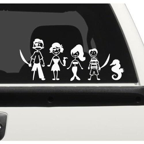 Pirate Family Car Decal The Pirate Family That Is Scared Is Holding Long Knife For Car Rear Windshield Sign Art Decal FA033